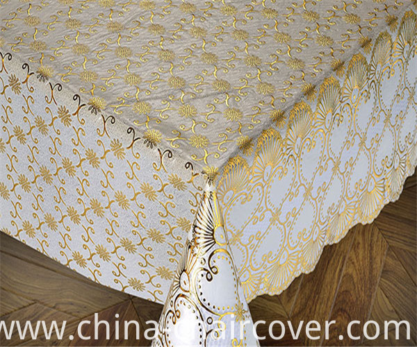 137 Cm Vinyl PVC Lace Crochet Table Cloth in Roll Gold/Silver Coated